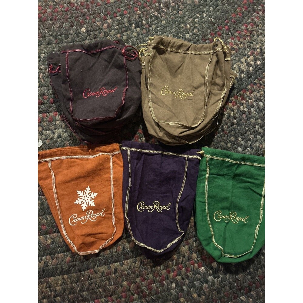 Crown Royale Drawstring Bags Bundle of 15 Assorted Colors